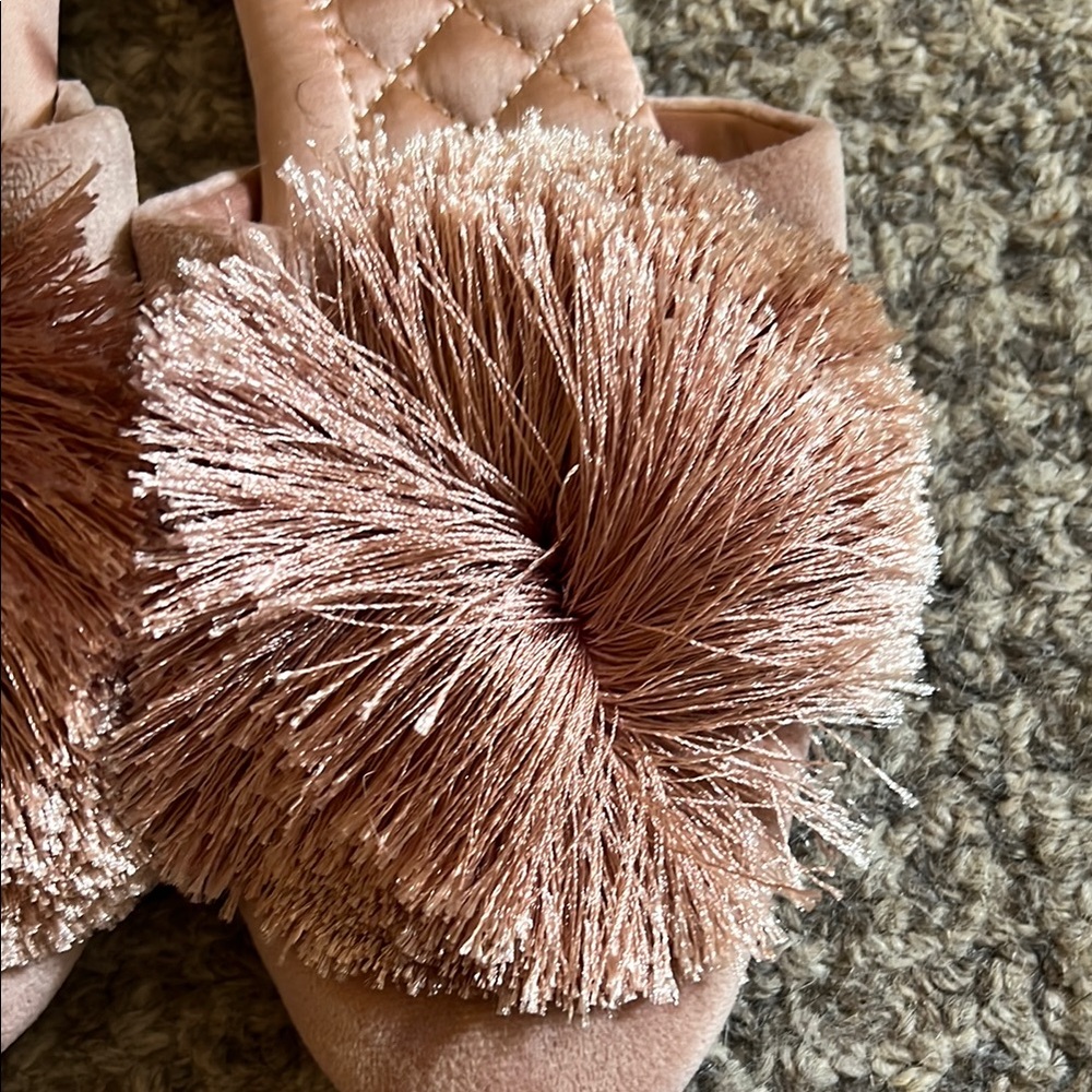 Birdies Pink Pom-pom Suede Slip Ons, size 8.5 - Picture 4 of 9